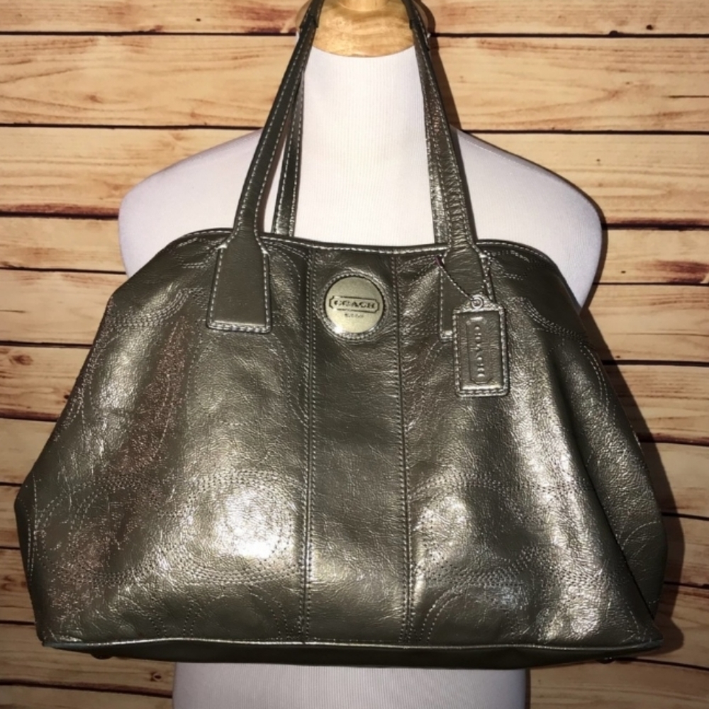 Coach Metallic Kisslock leather satchel